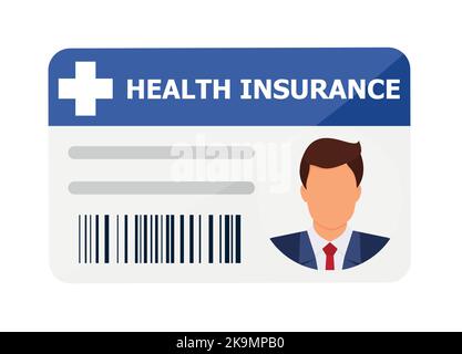 Krankenkassenkarte flaches Design auf weißem Hintergrund. Abbildung des Konzepts der Krankenversicherungskarte. Eps 10 Stock Vektor
