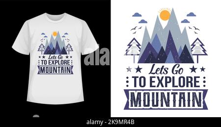 Mountain Nature Retro T-Shirt im Vintage-Design. Trendige Berg Reise T-Shirt Vektor. Stock Vektor