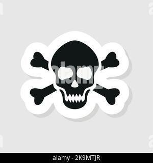 Symbol für Schädel und Kreuzknochen auf weißem Hintergrund. Vektor eps 10 Stock Vektor