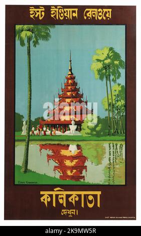 Vintage East India Railway Travel Poster - Kalkutta (Kalkutta) Indien Stockfoto