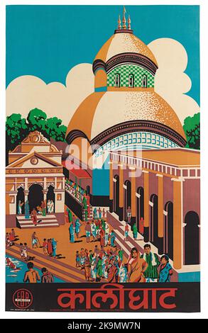 Vintage 1930er India Travel Poster – Indien, River Ganges Stockfoto