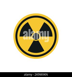 Radioaktives Gefahrenschild. Symbol für nukleare nicht-ionisierende Strahlung. Abbildung des gelben Dreiecks-Warnzeichens mit dem Dreiecksymbol im Inneren. Achtung. Dang Stock Vektor