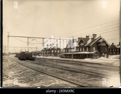 Kiruna Station Haus vor dem Brand im Jahr 1915. Stockfoto