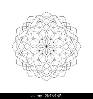 Handgezeichnetes rundes Mandala-Muster. Lacy Ornament im Kreis. Vektorgrafik. Element zum Ausmalen von Seiten. Stock Vektor