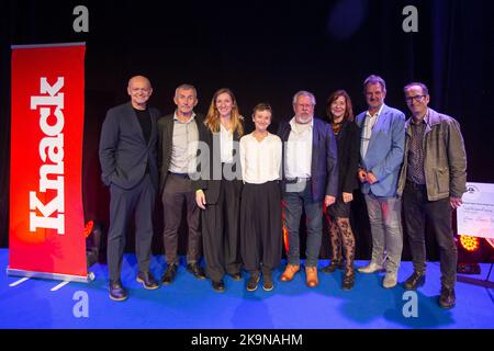 ACHTUNG REDAKTEURE: FOKUS-BERICHTERSTATTUNG, VERTEILUNG AN BELGA ERBETEN das Bild zeigt den Knack Hercule Poirot Award für den besten Thriller-Roman auf der Buchmesse Boektopia in Kortrijk am Samstag, den 29. Oktober 2022. BELGA FOTO JAMES ARTHUR GEKIERE Stockfoto