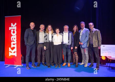 ACHTUNG REDAKTEURE: FOKUS-BERICHTERSTATTUNG, VERTEILUNG AN BELGA ERBETEN das Bild zeigt den Knack Hercule Poirot Award für den besten Thriller-Roman auf der Buchmesse Boektopia in Kortrijk am Samstag, den 29. Oktober 2022. BELGA FOTO JAMES ARTHUR GEKIERE Stockfoto