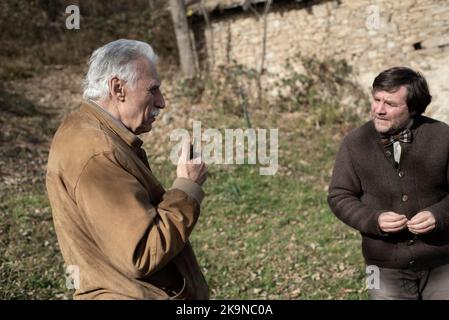 Paraloup, Italien. 21. Oktober 2017. Der Schriftsteller und Kolumnist Luca Mercalli zu Gast in Paraloup (Cuneo) Stockfoto