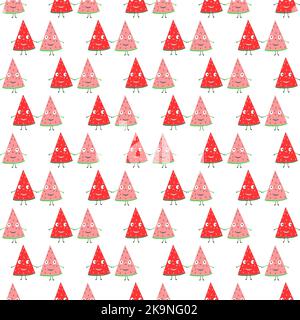 Nahtlose bunte Muster mit niedlichen Wassermelone Scheiben im Cartoon-Stil. Stock Vektor