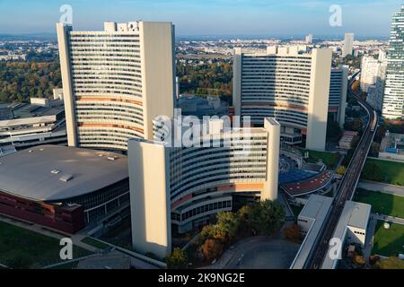 Luftaufnahme des UN-Hauptquartiers Stockfoto