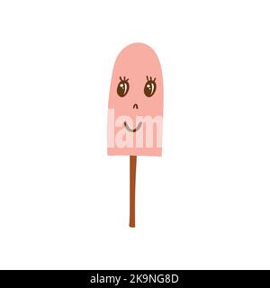 Süßes rosa Eis im Cartoon-Stil. Vektorgrafik. Stock Vektor