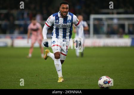 Wes McDonald von Hartlepool United während des Spiels der Sky Bet League 2 zwischen Hartlepool United und Grimsby Town im Victoria Park, Hartlepool, am Samstag, den 29.. Oktober 2022. (Kredit: Michael Driver | MI Nachrichten) Kredit: MI Nachrichten & Sport /Alamy Live Nachrichten Stockfoto