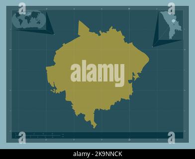 Orhei, Bezirk Moldawien. Einfarbige Form. Standorte der wichtigsten Städte der Region. Karten für zusätzliche Eckposition Stockfoto