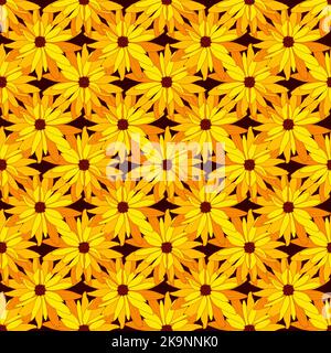 Nahtloses Blumenmuster. Dekorative botanische Hintergrund von Hand gezeichnet hellen Rudbeckia Blumen. Frühling, Sommer Design für Textil, Scrapbook, Prints. Stock Vektor