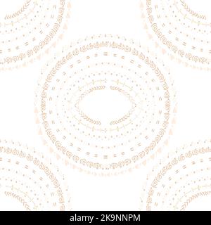 Nahtlose Textur von abstrakten Ornamenten im Kreis. Dekorative Muster für Tapeten, Web, Textilien, Drucke. Dekorative Formen im Ethno-Stil auf weißem Rücken Stock Vektor