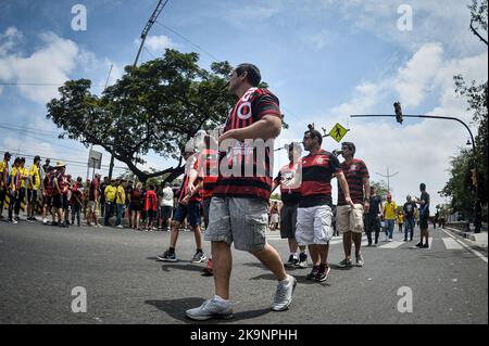 Guayaquil, Equador. 29. Oktober 2022. Während Flamengo x Athletico PR, einem Spiel, das für das Copa Libertadores Finale 2022 gültig ist, das am Samstagnachmittag (29) im George Capwell Stadium in der Stadt Guayaquil (Ecuador) ausgetragen wurde. Kredit: Nayra Halm/FotoArena/Alamy Live Nachrichten Stockfoto