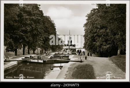 Wilhelm Tham passiert Borenshults Schleusen im Göta-Kanal bei Motala. Stockfoto