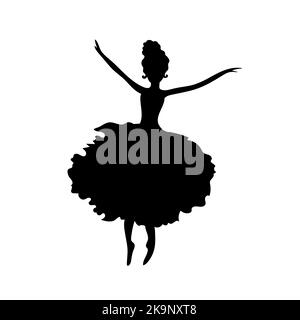 Ballerina Silhouette auf weißem Hintergrund. Weibliche Tänzerin Figur. Vektorgrafik Stock Vektor