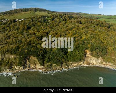 Landerosion in der Nähe von Bonchurch Erdrutsche zwischen Bonchurch und Luccombe, Isle of Wight Stockfoto