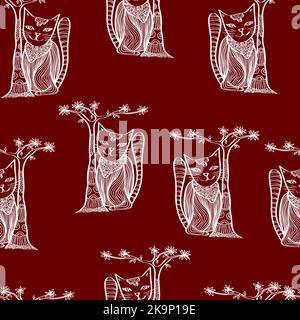Vektor abstraktes nahtloses Muster mit handgezeichneten Tieren Stock Vektor