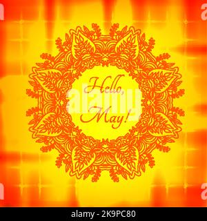 Frühlingsschrift Hallo Mai. Vektorgrafik. Dekorative Designelemente. Stock Vektor