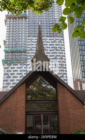 Erste Kirche von Christ Croyden Stockfoto