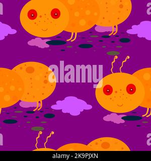 Niedliche helle Cartoon Raupen. Vektor nahtloses Muster . Stock Vektor