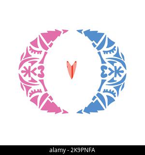 Vektorbild von zwei Monden und Herzsymbol. Lustige Doodle Stil Illustration Stock Vektor