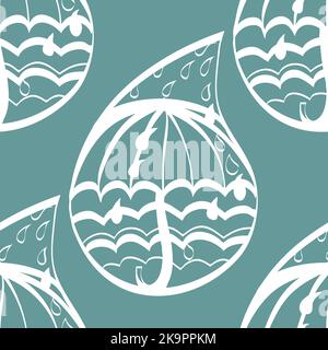 Handgezeichnetes Nahtloses Muster mit stilisierten Regentropfen Stock Vektor