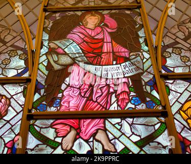 St. Mungo Museum of Religious Life & Art Stained Pre-Raphaelite Edward Burne-Jones (Morris & Co.), Angels, 1882. Stockfoto