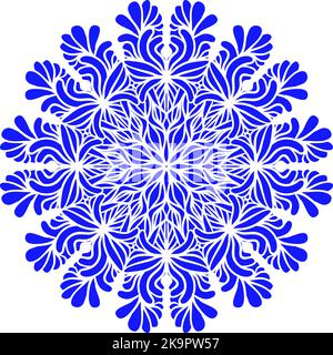 Dekoratives, abstraktes Schwarz-Weiß-Mandala-Muster mit Schneeflocken. Stock Vektor