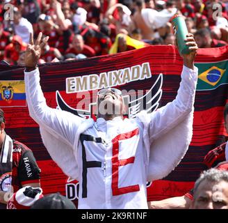 Guayaquil, Ecuador. 29. Oktober 2022. 29.. Oktober 2022: Tarqui, Nord-Guayaquil, Ecuador; Fans von Flamengo, vor dem Finale der Copa Libertadores zwischen Flamengo und Atletico Credit: Action Plus Sports Images/Alamy Live News Stockfoto