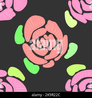 Abstraktes Nahtmuster mit stilisierten Rosen. Floraler Hintergrund. Stock Vektor