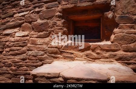 Mission De San Gregorio Abo Taufbecken gebaut im Jahr 1650, wo Taufen für die lokalen Bewohner durchgeführt wurden. Stockfoto