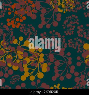 Nahtloser Hintergrund mit stilisierten Blumen- und Kräutermotiven. Stock Vektor