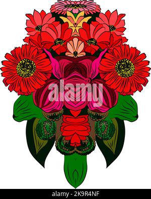 Florale Elemente. Heller Blumenstrauß auf weißem Hintergrund isoliert. Stock Vektor