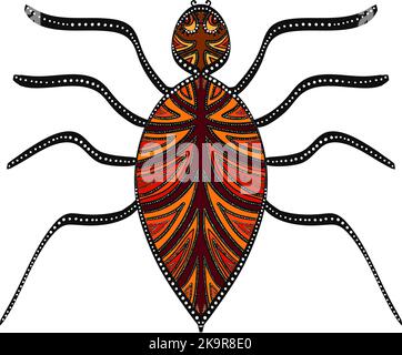 Spider-Illustration. Halloween-Karte. Spinne mit handgezeichneten Ornamenten. Stock Vektor