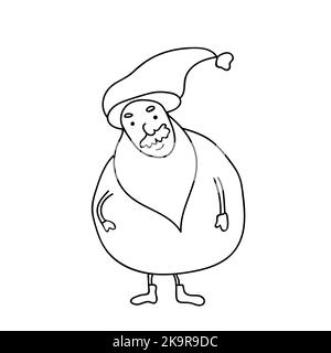 Weihnachten Malbuch Seite. Lustige handgezeichnete Santa Illustration Stock Vektor