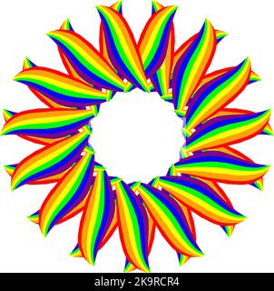 Abstrakter stilisierter Regenbogenrahmen. Runde Zierverzierung. Stock Vektor