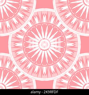 Abstraktes Designelement. Nahtlose runde Form Muster.Bunte Textur. Dekorativer Einband, Oberfläche in rosa und weißen Farben. Stock Vektor