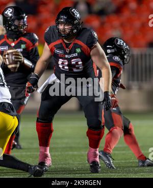 Ottawa, Kanada. 29 Okt 2022. Tevaun Smith (83) von den Ottawa Redblacks in einem Spiel der Canadian Football League (CFL) zwischen den Hamilton Tiger-Cats bei den Ottawa Redblacks. Quelle: Sean Burges/Alamy Live News Stockfoto