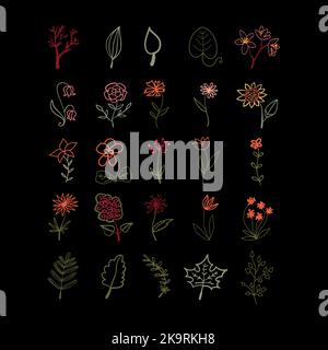 Vektor-Set von pflanzlichen verschiedenen Elementen. Sammlung von botanischen Elementen für florale Kompositionen, Grußkarten, Poster, Einladungen, Sammelalbum, Wir Stock Vektor
