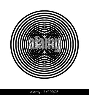 Abstrakt verdrehter schwarz-weißer Hintergrund im Kreis. Optische Täuschung der verzerrten Oberfläche. Verdrehte Streifen. Stilisierte 3D-textur. Vektordarstellung Stock Vektor