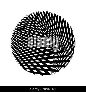Abstrakt verdreht schwarz und weiß runden Hintergrund. Optische Täuschung der verzerrten Oberfläche. Verdrehte Streifen im Kreis. Stilisierte 3D Oberfläche. Vektor-Illus Stock Vektor