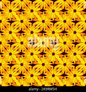 Nahtloses Blumenmuster. Dekorative botanische Hintergrund von Hand gezeichnet hellen Rudbeckia Blumen. Frühling, Sommer Design für Textil, Scrapbook, Prints. Stock Vektor