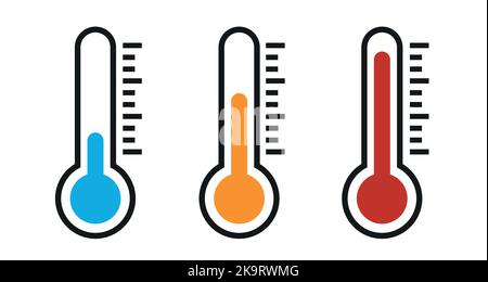 Vektor-Symbol für Temperatur heiß kalt des Thermometers eingestellt Stock Vektor