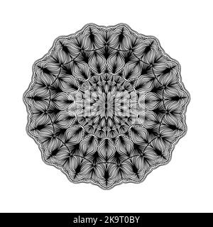 Mandala mit Rundstulpmuster. Dekoratives Ornament im Kreis auf weißem Hintergrund. Stock Vektor