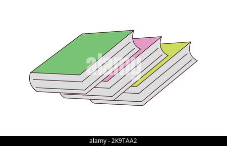 Leere horizontale Vorlage für Buchumschlag mit Seiten auf der Vorderseite, die auf einer perspektivischen Ansicht mit weißer Oberfläche stehen. Vektordarstellung Stock Vektor