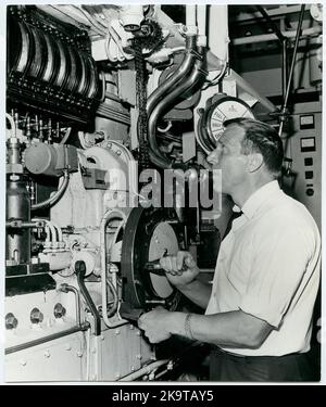 Der Maschinenraum auf dem Schlepper 'Eisbär'. Stockfoto
