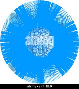 Abstraktes gepunktetes Designelement. Blauer Explosionshintergrund. Stock Vektor