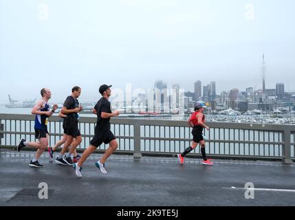 Auckland, Neuseeland. 30. Oktober 2022. Am 30. Oktober 2022 treten Läufer beim Auckland Marathon in Auckland, Neuseeland, an. Kredit: Zhao Gang/Xinhua/Alamy Live Nachrichten Stockfoto